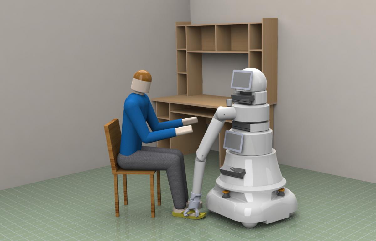 Conceptual robotic platform assisting the user in putting on slippers