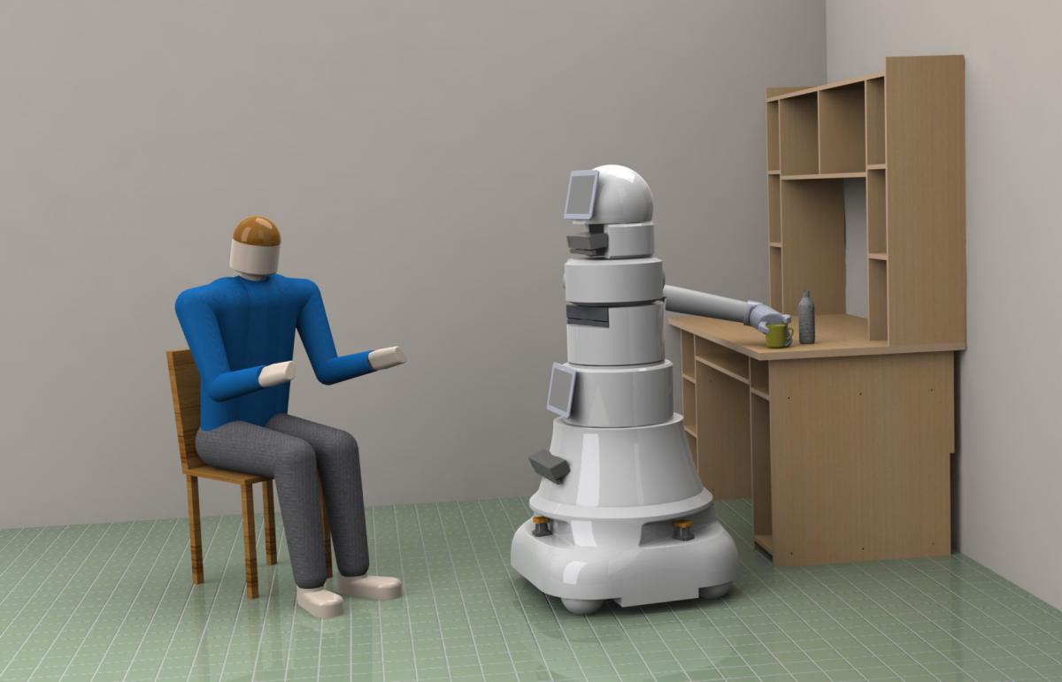 Conceptual robotic platform grasping a user’s cup from a table
